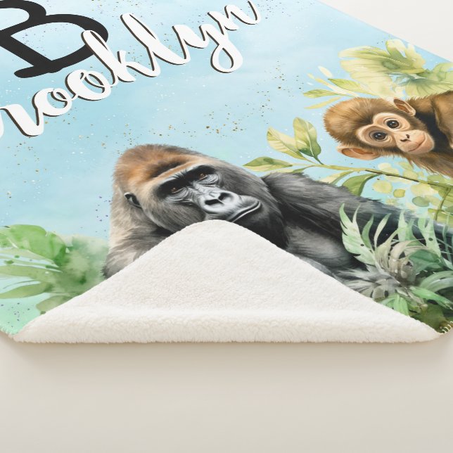 Personalisiert Gorilla Chimpanze Jungle Monogram Sherpadecke (3/4)