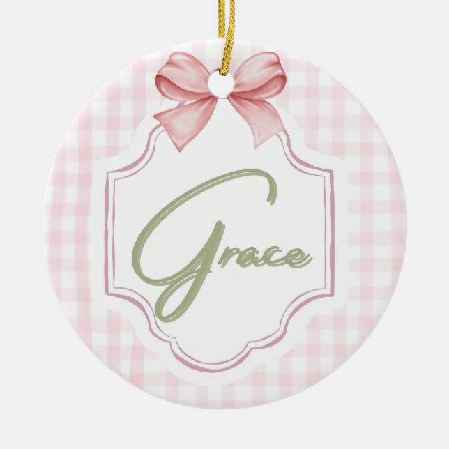 Personalisiert Grace Baby Girl Kinderzimmer Bow&Gi Keramik Ornament (Vorne)