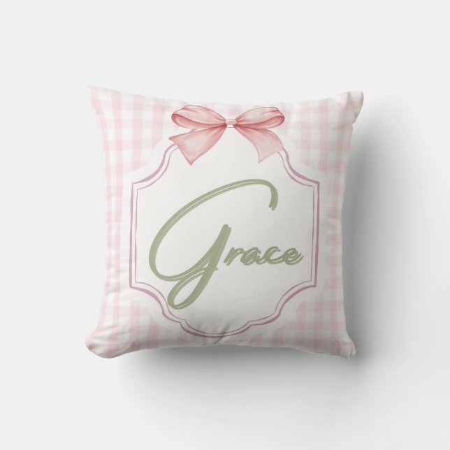 Personalisiert Grace Baby Girl Kinderzimmer Bow&Gi Kissen (Vorderseite)