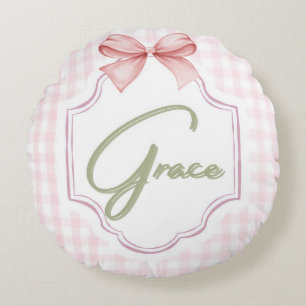 Personalisiert Grace Baby Girl Kinderzimmer Bow&Gi Rundes Kissen