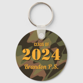 Personalisiert Graduate Camouflage Woodland Green Schlüsselanhänger