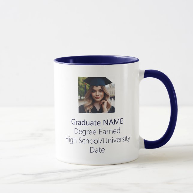 Personalisiert Graduate Foto Abschluss Navy Blue Tasse (Rechts)