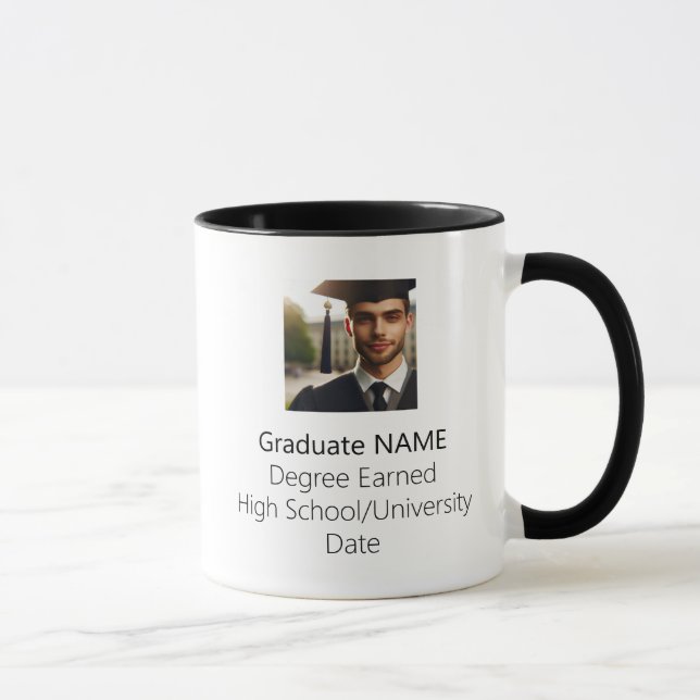 Personalisiert Graduate Foto Abschluss Schwarz Tasse (Rechts)