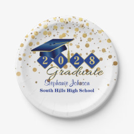 Personalisiert Graduation Party Blue & Gold 20XX Pappteller