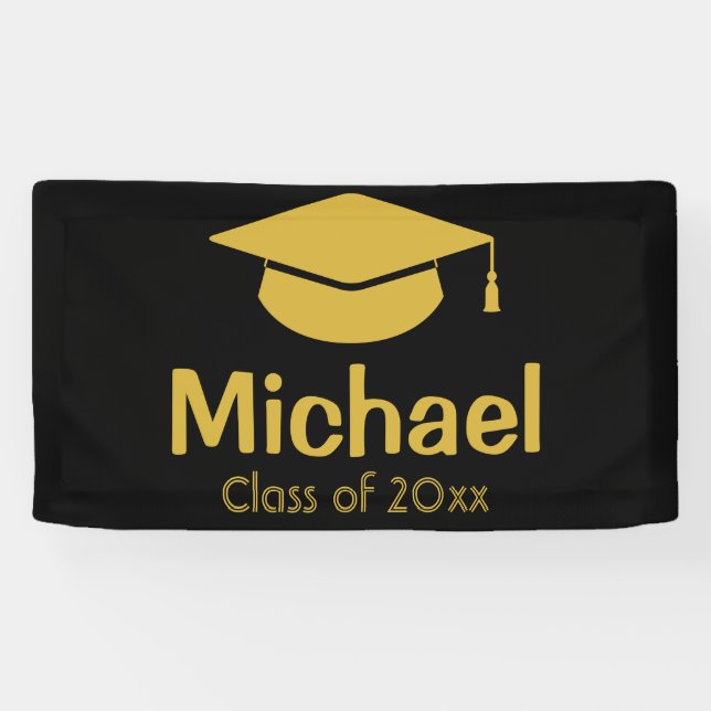 Personalisiert Graduation Party Gold Class 2023 Banner (Horizontal)