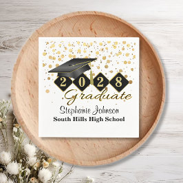 Personalisiert Graduiertenparty Black & Gold Serviette