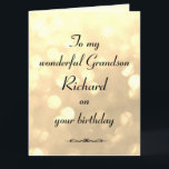 Personalisiert Grandson Birthday Karte<br><div class="desc">Stilvolle personalisierte Geburtstagskarte für Grandson.</div>