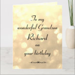 Personalisiert Grandson Birthday Karte<br><div class="desc">Stilvolle personalisierte Geburtstagskarte für Grandson.</div>