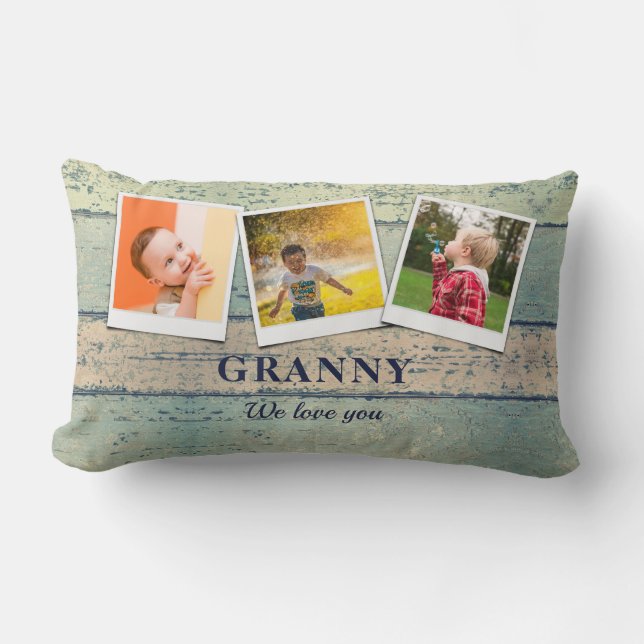 Personalisiert Granny Grandchildren 3 FotoCollage Lendenkissen (Vorderseite)