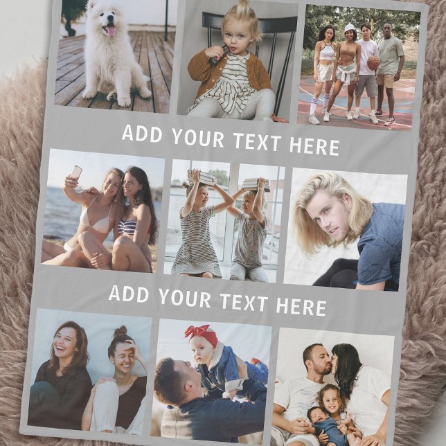 Personalisiert Grau 9 FotoCollage Fleecedecke (Von Creator hochgeladen)