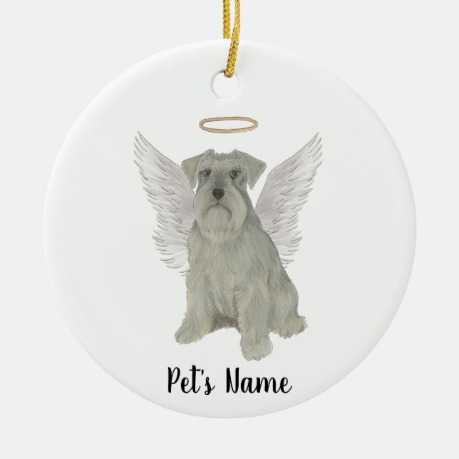 Personalisiert Grau Silver Schnauzer Keramik Ornament (Vorne)
