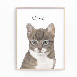Personalisiert Grau Tabby Cat Art Fotodruck