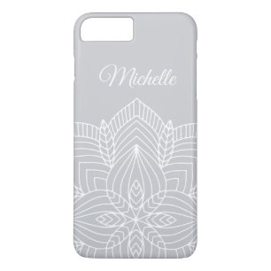 Personalisiert-Grau-Weiß-Mandala Case-Mate iPhone Hülle