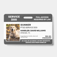 Personalisiert Graues White Service Dog Foto ID Ab