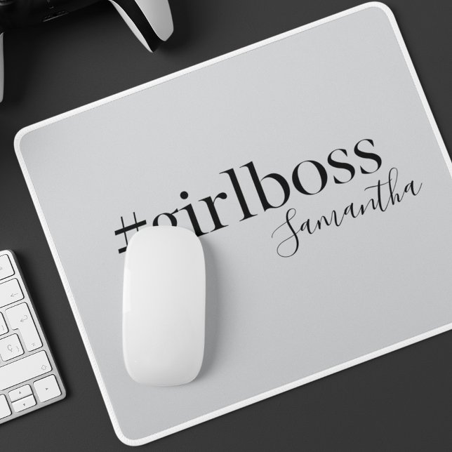 Personalisiert Gray #GirlBoss Name Mousepad (Von Creator hochgeladen)