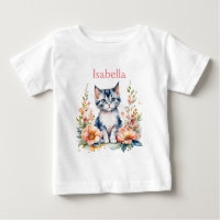 Personalisiert Gray Kitten in rosa Blume