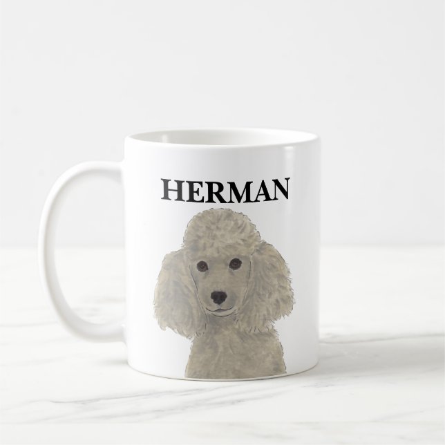 Personalisiert Gray Silver Poodle Kaffeetasse (Links)
