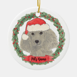 Personalisiert Gray Silver Poodle Keramik Ornament
