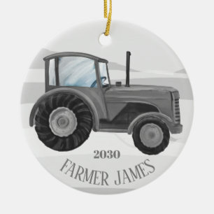 Personalisiert Gray Tractor Weihnachtsschmuck