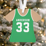 Personalisiert Green Basketball Jersey Ornament<br><div class="desc">Feiern Sie Ihre Liebe für den Basketball mit diesem personalisierten, grünen Basketballkorb. Dieses Ornament eignet sich perfekt zum Gedenken an eine besondere Saison, einen Spieler oder ein Team. Es ist ein durchdachtes Geschenk für jeden Basketballfan. Passen Sie ihn mit einem Namen und einer Nummer an, um einen einzigartigen Keepake zu...</div>