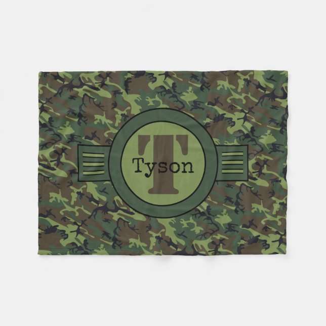 Personalisiert Green Camouflage Fleece Haustier Sc (Vorderseite (Horizontal))
