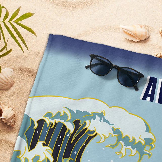 Personalisiert Green Dragon Blue Wave Red Sun Strandtuch (Von Creator hochgeladen)