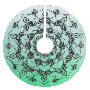 Personalisiert Green Fade Mandala Weihnachtsrock Polyester Weihnachtsbaumdecke