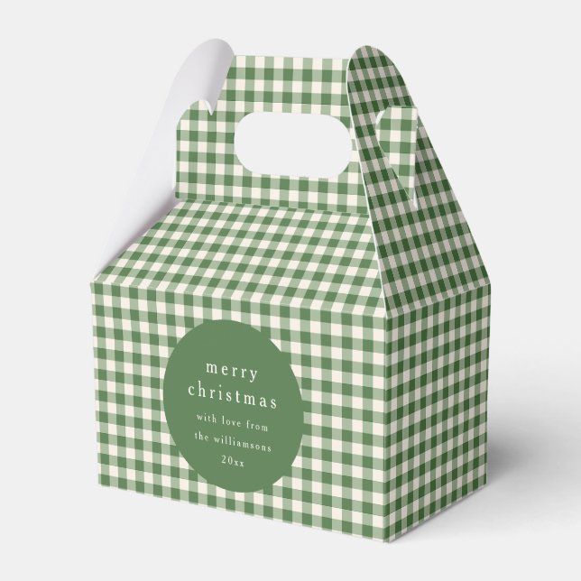 Personalisiert Green Gingham Kariert Name Weihnach Geschenkschachtel (Vorderseite)