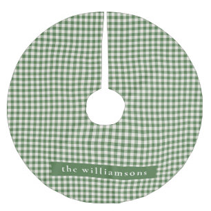Personalisiert Green Gingham Kariert Name Weihnach Polyester Weihnachtsbaumdecke