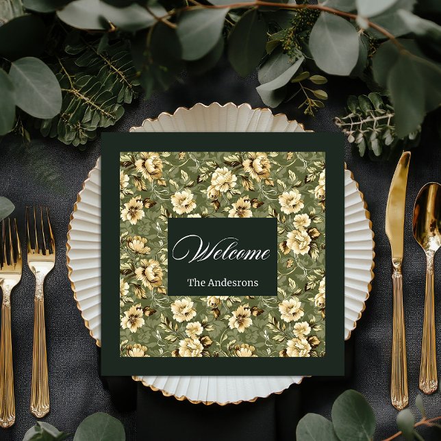 Personalisiert Green Gold Napkins Modernes Elegant Serviette (Personalized Green Gold Napkins Modern Elegant)