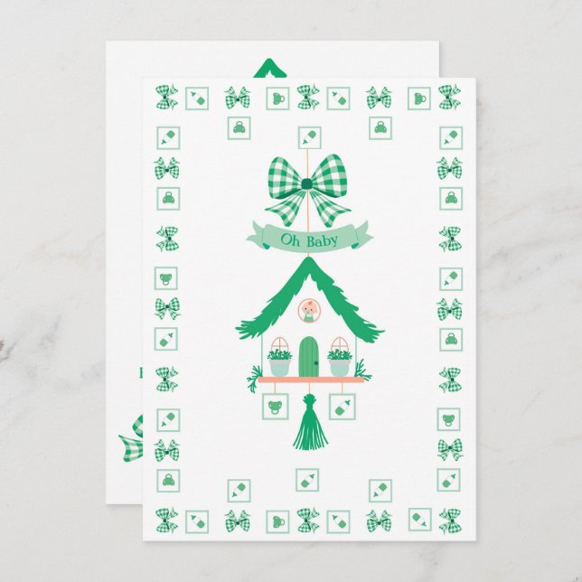 Personalisiert Green House Oh Baby Dusche Einladung (Vorne/Hinten)