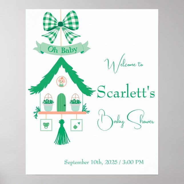 Personalisiert Green House Oh Baby Dusche Poster (Vorne)