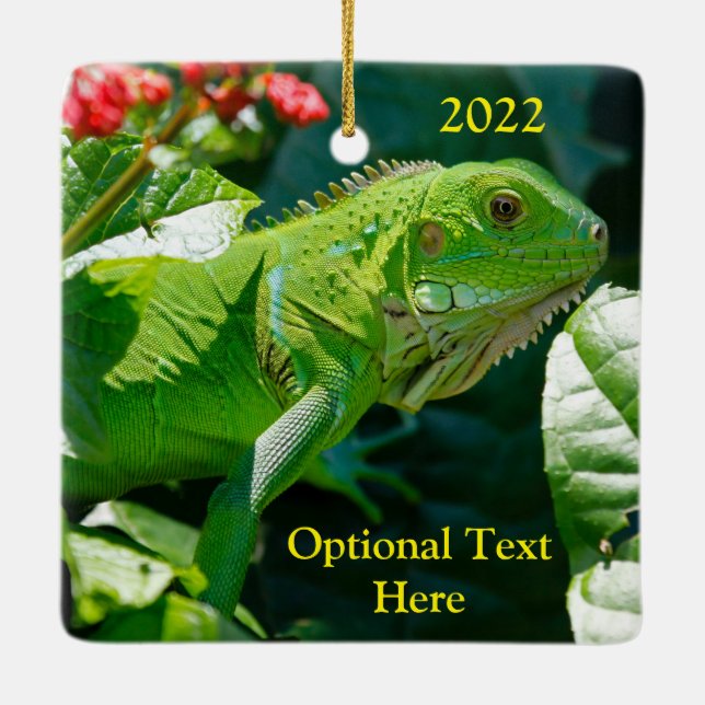 Personalisiert Green Iguana Lizard Keramikornament (Rückseite)