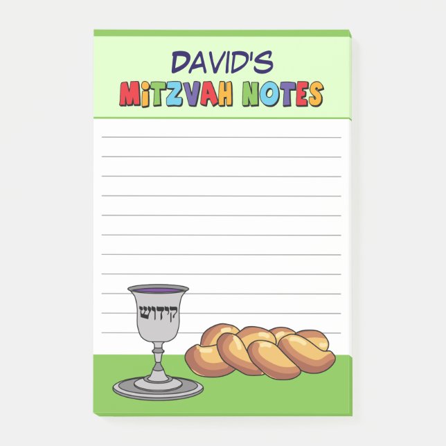 Personalisiert Green Kiddish Mitzvah Post-it Klebezettel (Vorderseite)