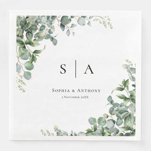 Personalisiert Greenery Australia Wedding Napkins Serviette (Vorderseite)