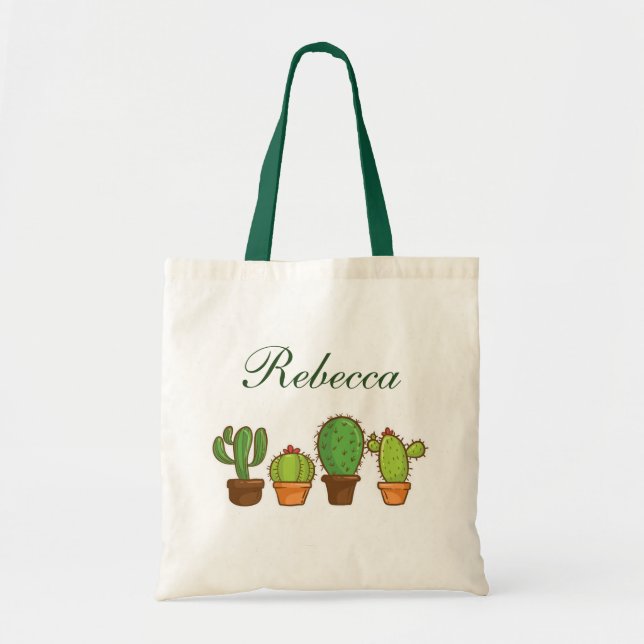 Personalisiert Greenery Cactus Pflanze Tragetasche (Vorne)