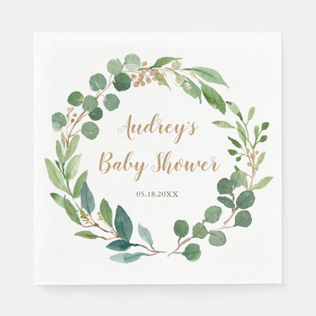 Personalisiert Greenery Party Napkins Serviette (Vorderseite)