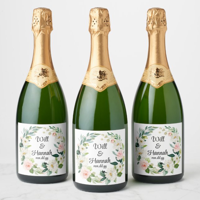 Personalisiert Greenery Wedding Reception Champagn (Flaschen)