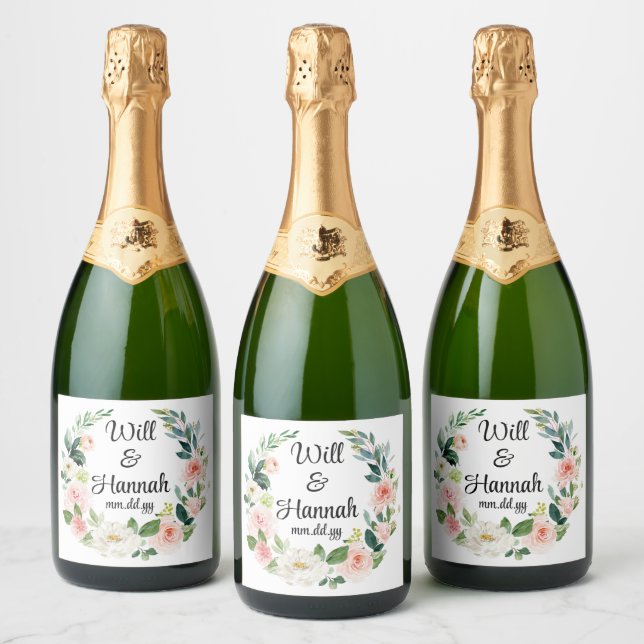 Personalisiert Greenery Wedding Reception Champagn (Flaschen)