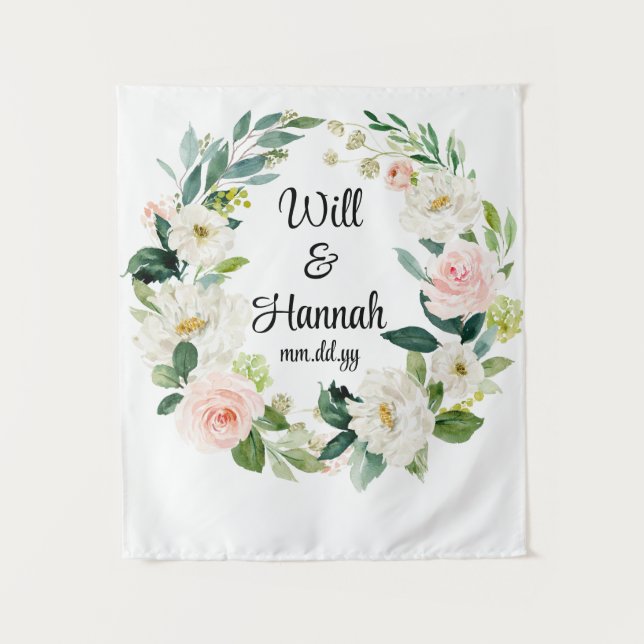 Personalisiert Greenery Wedding Reception Foto Pro Wandteppich (Vorderseite)