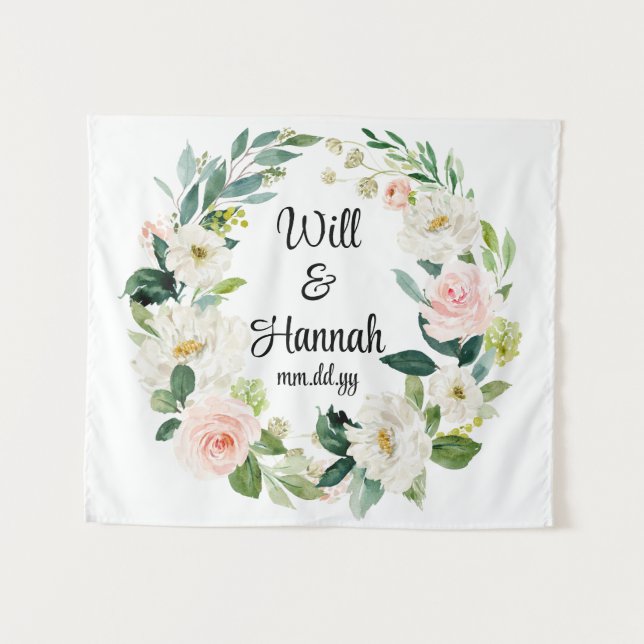Personalisiert Greenery Wedding Reception Foto Pro Wandteppich (Vorderseite (Horizontal))