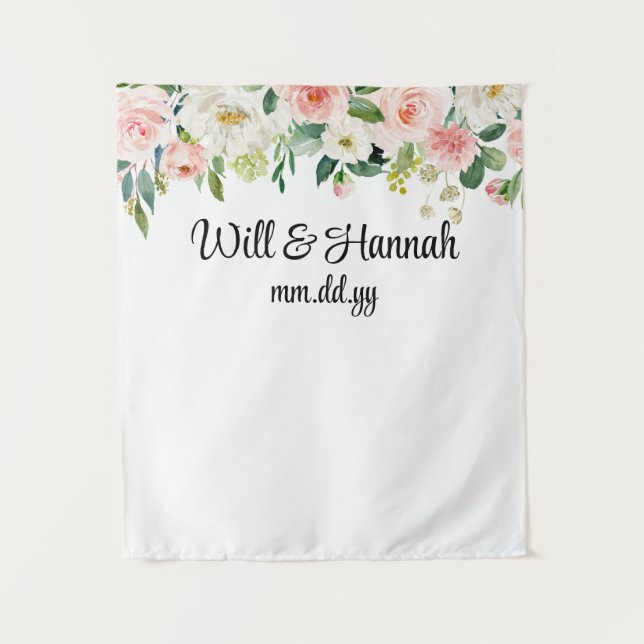 Personalisiert Greenery Wedding Reception Foto Pro Wandteppich (Vorderseite)