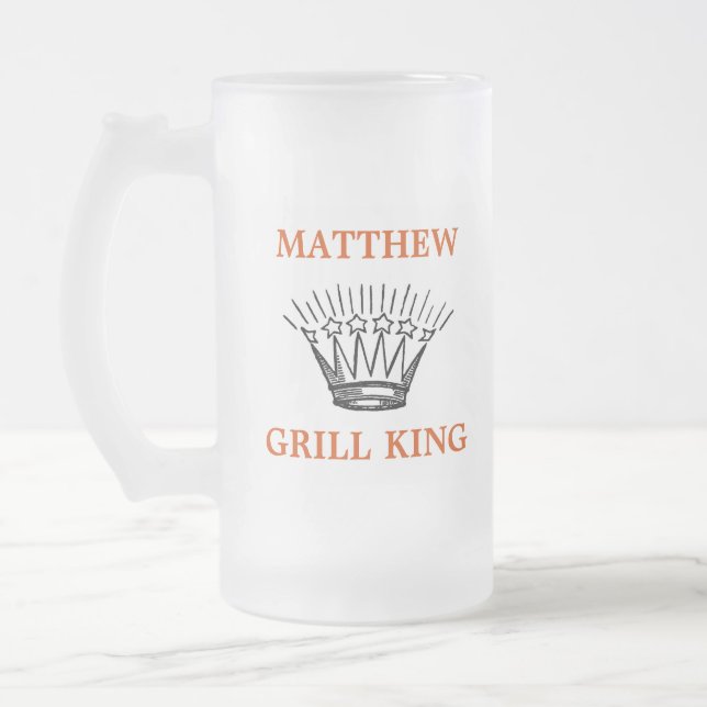 Personalisiert Grill King Funny Mattglas Bierglas (Links)