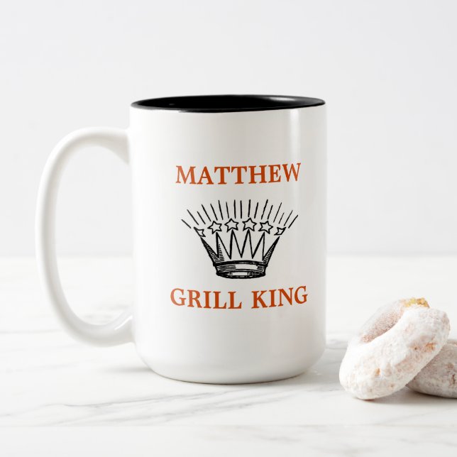 Personalisiert Grill King Funny Zweifarbige Tasse (Mit Donut)