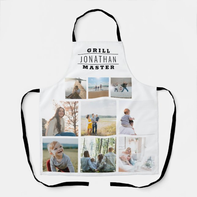 Personalisiert Grill Master Name Foto Collage Schürze (Vorderseite)