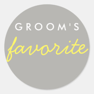 Personalisiert Groom's Lieblings-Gelb-Grau Runder Aufkleber