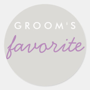 Personalisiert Groom's Lieblings-Lavendel Lila Gra Runder Aufkleber