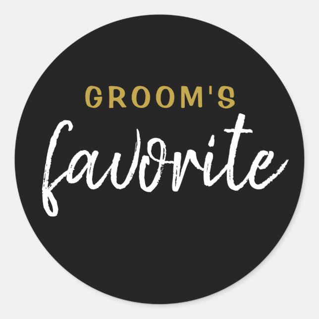 Personalisiert Groom's Lieblingsticker Schwarz Runder Aufkleber (Vorderseite)