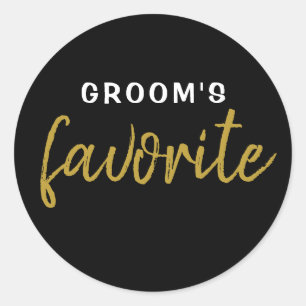 Personalisiert Groom's Lieblingsticker Schwarz Runder Aufkleber