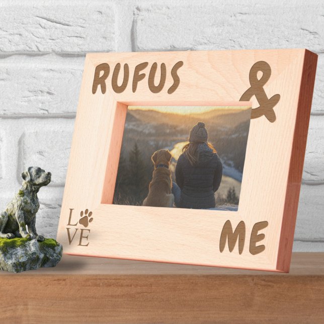 Personalisiert große und kühne Hunde Name und ich Geätzte Rahmen (Personalized Big and Bold Dogs Name and Me Etched Frames by Ricaso. Add your dogs name, with love)